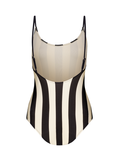 Britta - One-piece with thin adjustable straps - Stripes