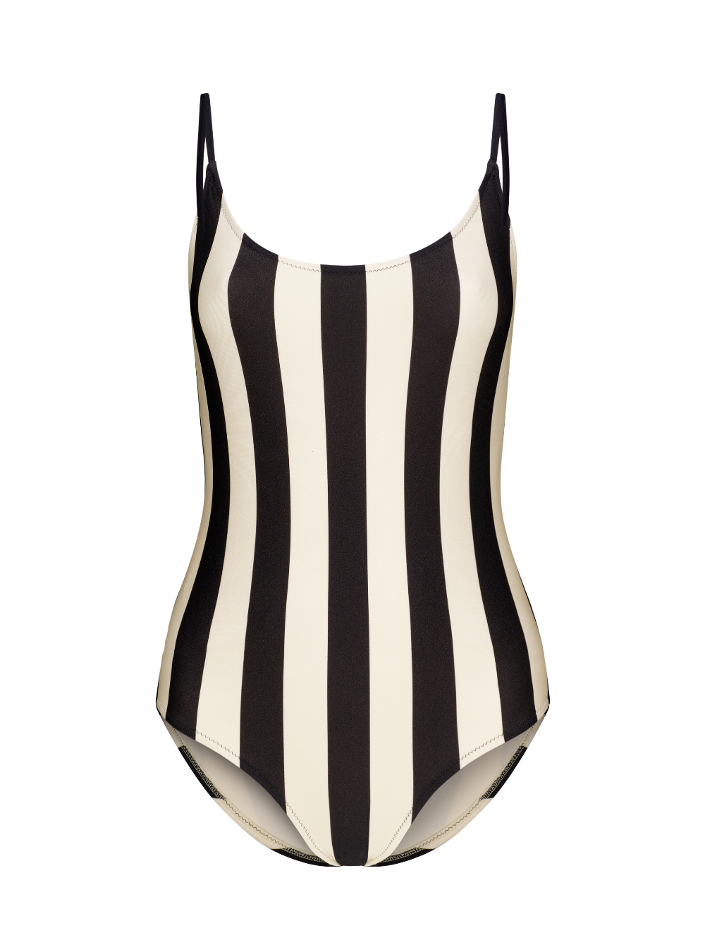 Britta - One-piece with thin adjustable straps - Stripes
