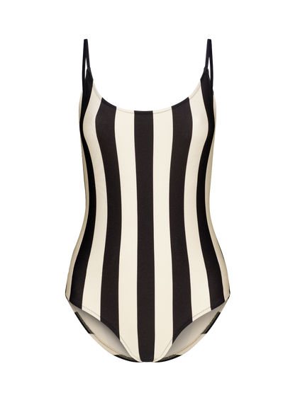 Britta - One-piece with thin adjustable straps - Stripes