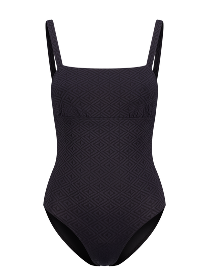 Gaelle - tank top one-piece graphic jacquard fabric swimsuit - Saint-Barth