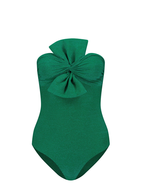 RAQUEL - Costume da bagno a fascia con fiocco verde