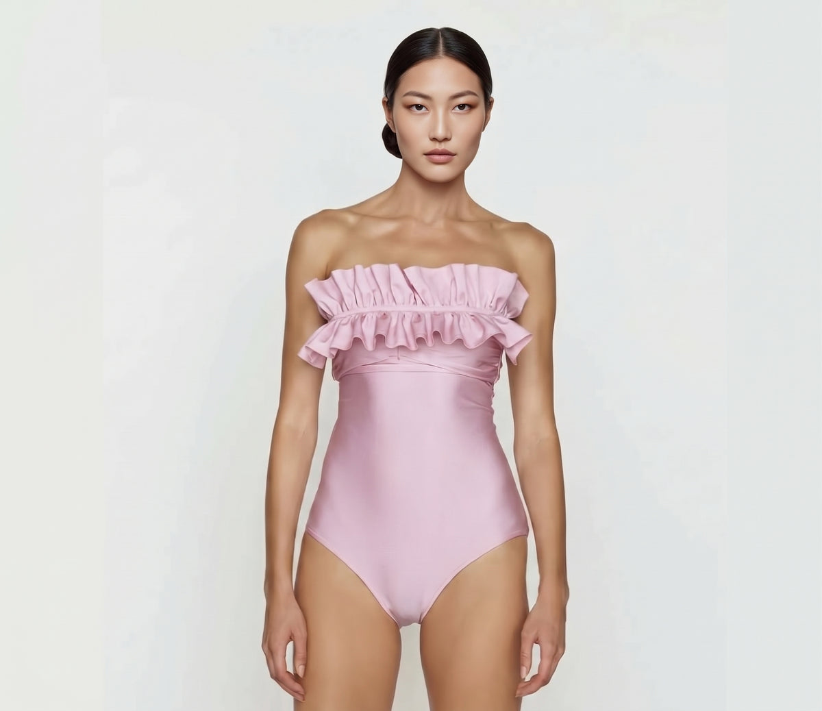 Angela - Ruffled bustier one-piece - Uni Essentiel
