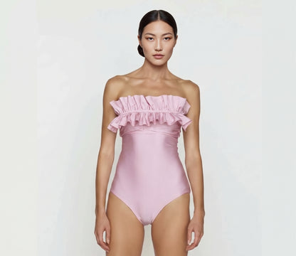 Angela - Ruffled bustier one-piece - Uni Essentiel