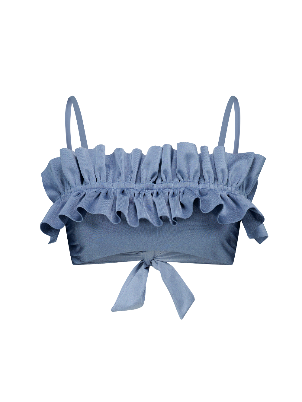 Nath - Ruffled bandeau top azur