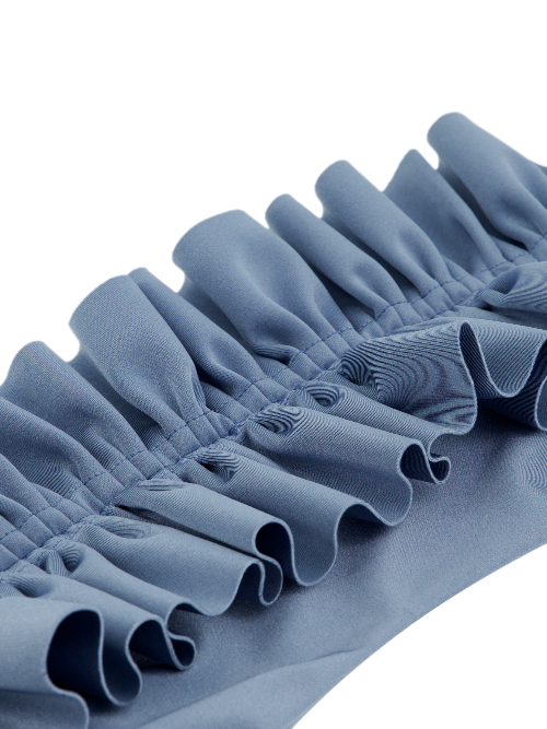 Nath - Ruffled bandeau top azur